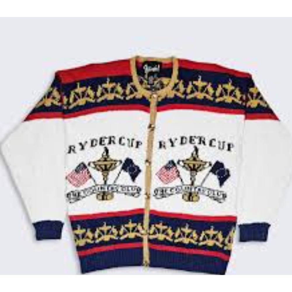 Vintage 999;Ryder Cup The Country Club Knit Cardigan Sweater Hand Sewn Linen